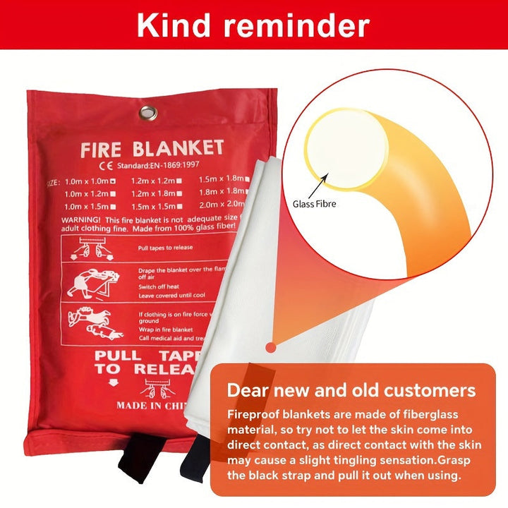 Fireproof fiberglass fire blanket – Compact safety blanket for home, kitchen, and car | Bowlift