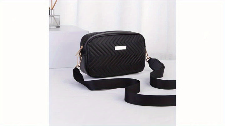 BowLift | NoirGlitz Padded PU Messenger Bag – Black Elegant Shoulder Bag with Sequins and Removable Strap