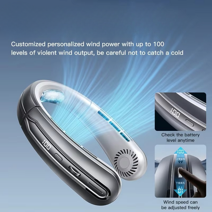BowLift | Portable Neck Air Conditioner Cooling Fan Rechargeable Leafless Personal Wearable