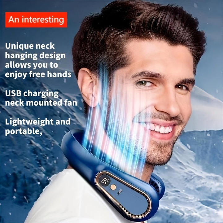 1pc Portable USB Cooler Fan With 5 Speeds And Digital Display - Super Strong Technology And Bladeless Design For Outdoor Use | Bowlift