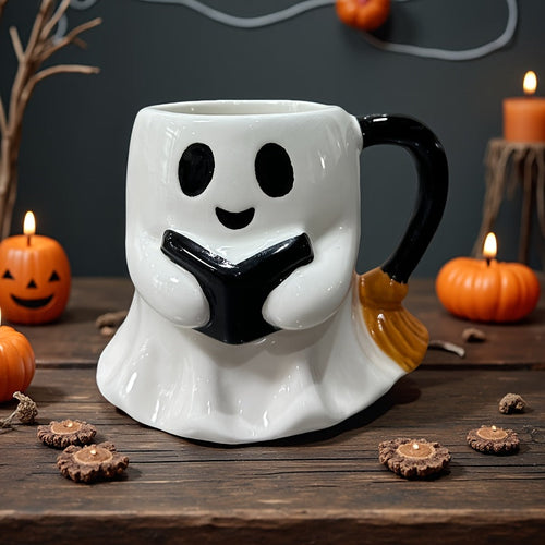 BowLift | Halloween Ghost Mug – Ceramic Mug with Laughing Ghost Design