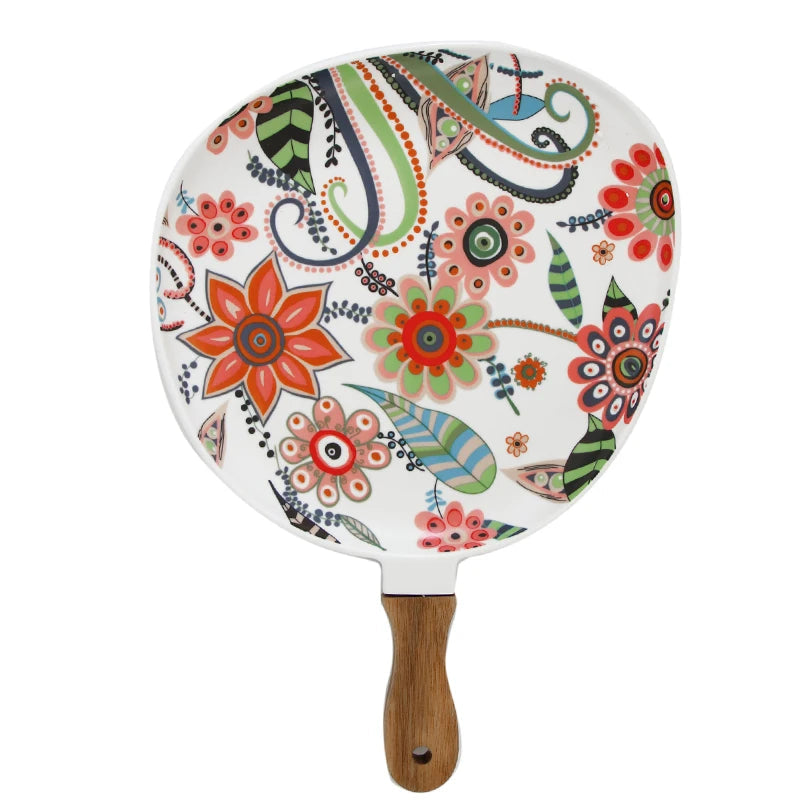 BowLift | Elegant Nordic Ceramic Dinner Plates with Wooden Handle