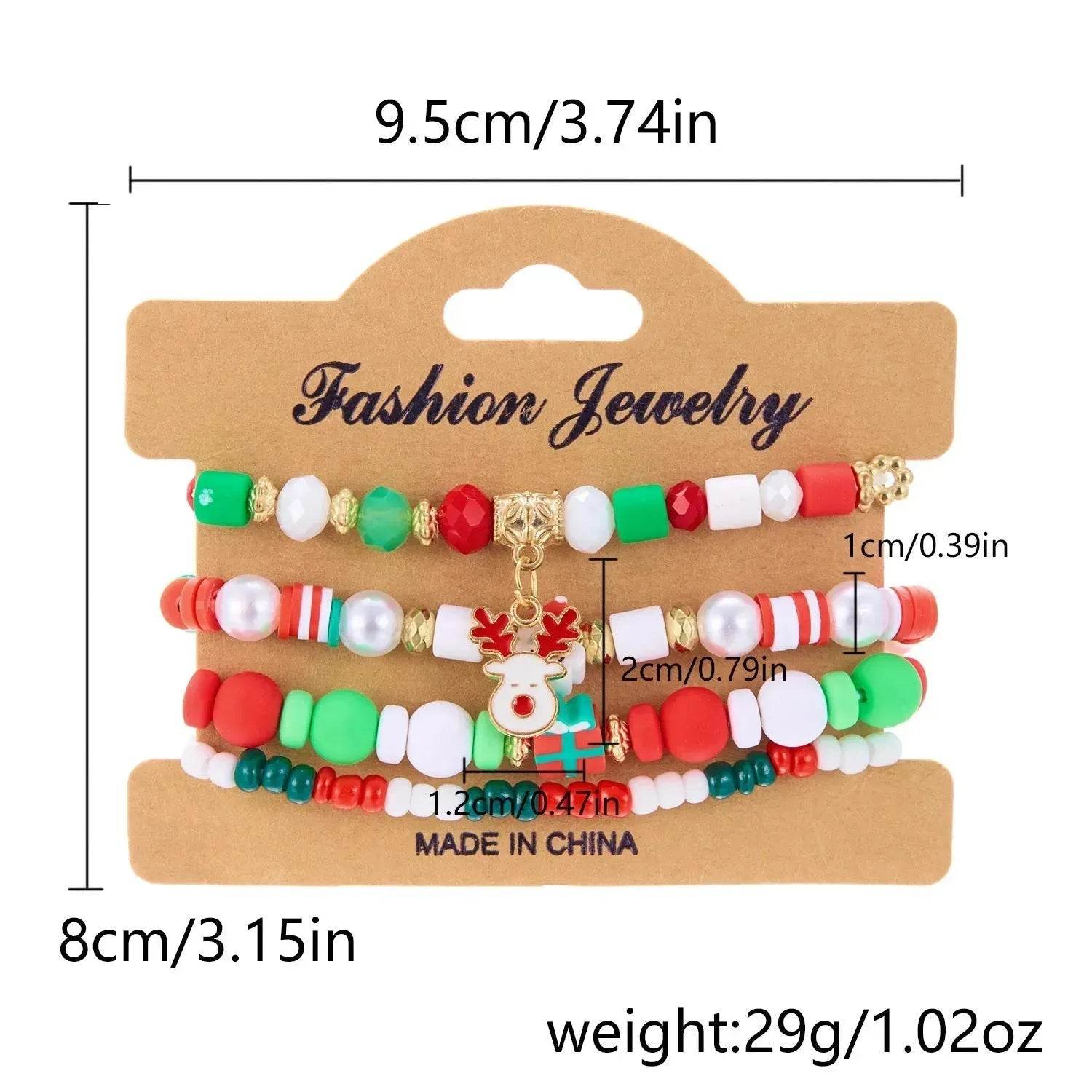 BowLift | 4pcs Christmas Snowman Handmade Beaded Bracelet set gift idea