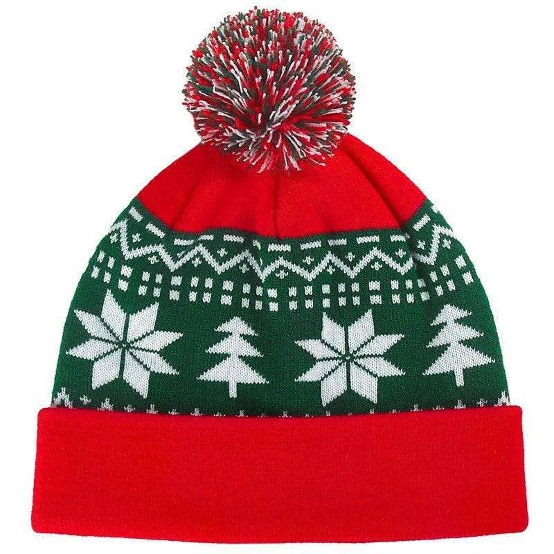 BowLift | Jacquard Christmas Fluffy Ball Cap Thermal Head Cover Knitted Hat