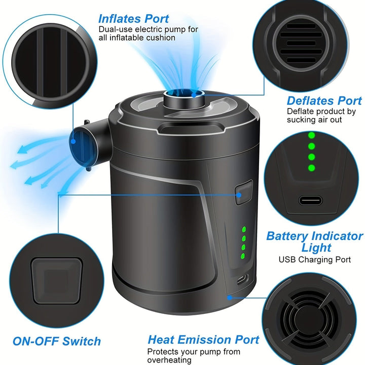 BowLift | Electric Air Pump AirTrek Mini | USB Rechargeable & Cordless | Compact & Sturdy | For Air Mattresses & Outdoor