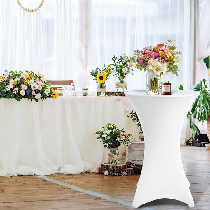 Stretch Table Cover Round Bar Table Cover White | Bowlift