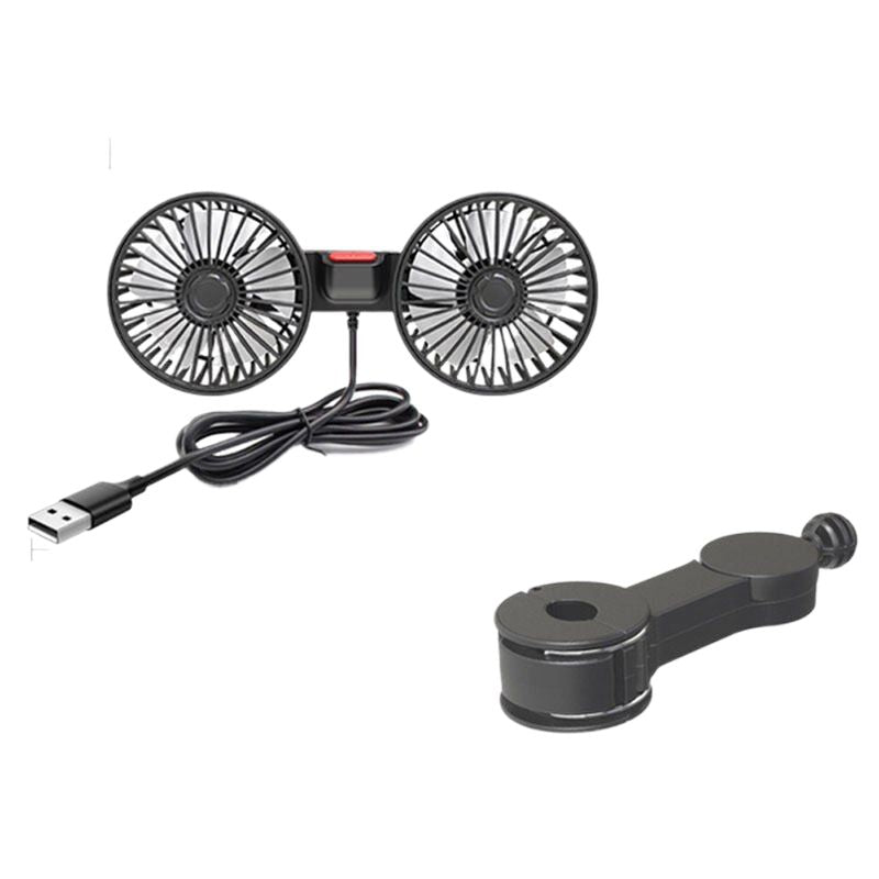 Dual Head USB Car Fan with 360° Rotation for 12V/24V Vehicles | Bowlift