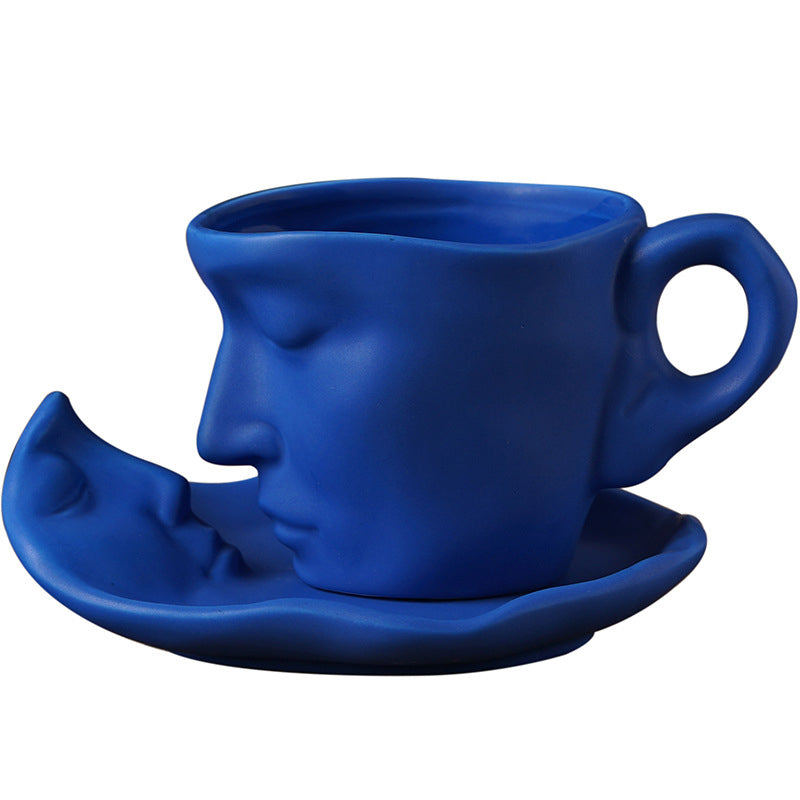 BowLift | Metal Touching Face Creative Ceramic Kiss Coffee Cup, Artistic Vibe Mug & Saucer Set