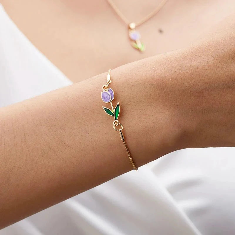 BowLift | Feminine Floral Tulip Bracelet and Necklace Set