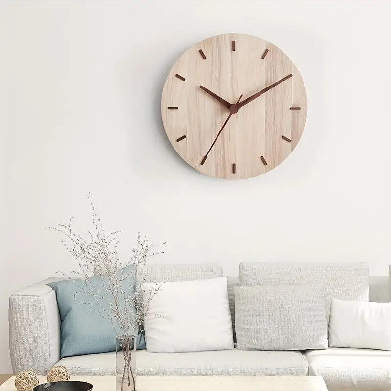 Minimalist aesthetic wall clock made of wood Bowlift