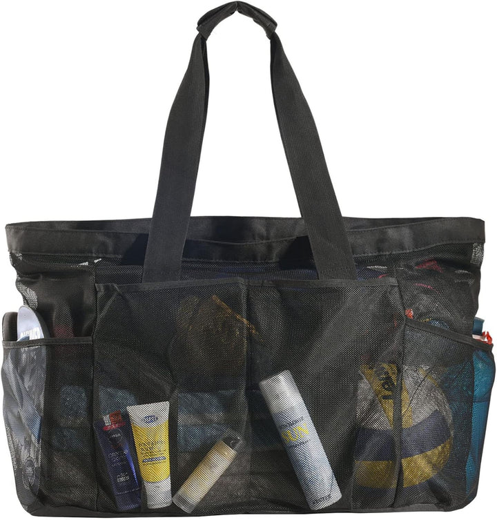Extra-Large Mesh Beach Tote with Zipper – Sandproof Carryall | Bowlift