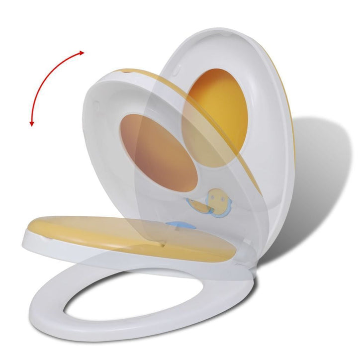 BowLift | White & Yellow Soft Close Toilet Seat for Adults/Children