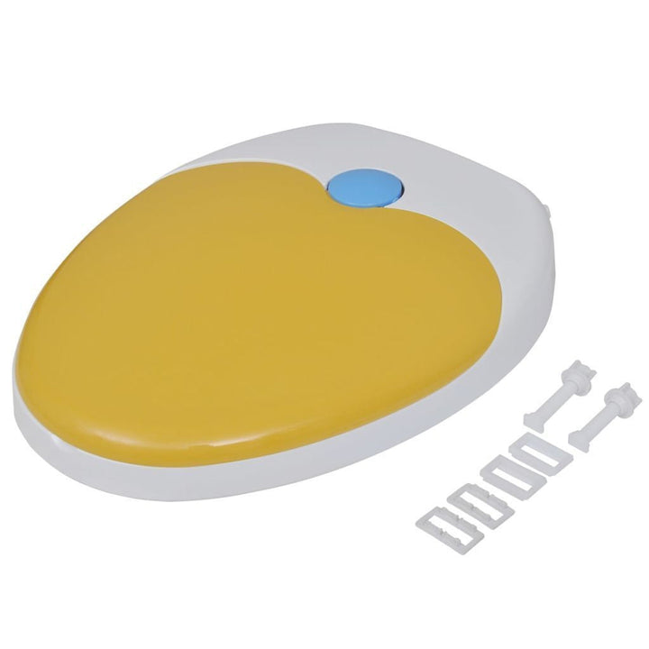 BowLift | White & Yellow Soft Close Toilet Seat for Adults/Children