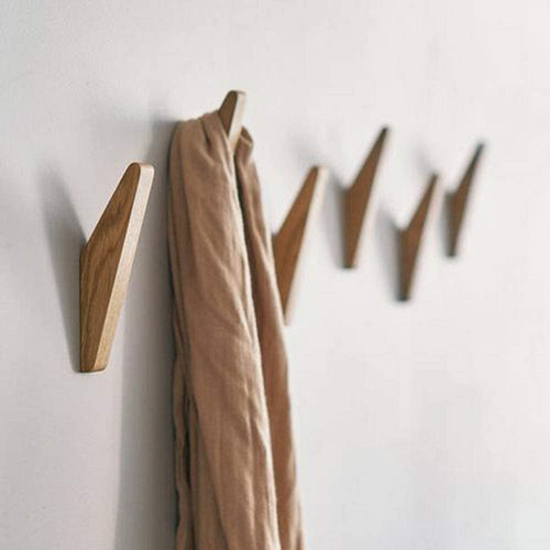 BowLift | Wooden Wall Hooks Set Nordhaak – 6 Minimalistic Coat Hooks made of Solid Wood
