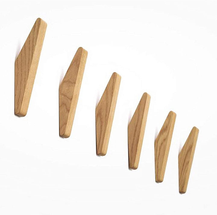 BowLift | Wooden Wall Hooks Set Nordhaak – 6 Minimalistic Coat Hooks made of Solid Wood