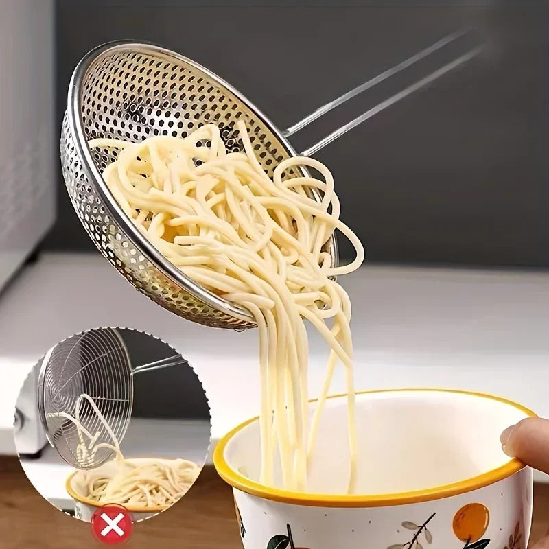 Fine Mesh Stainless Steel Strainer Wooden Handle Kitchen Filter Spoon | Bowlift