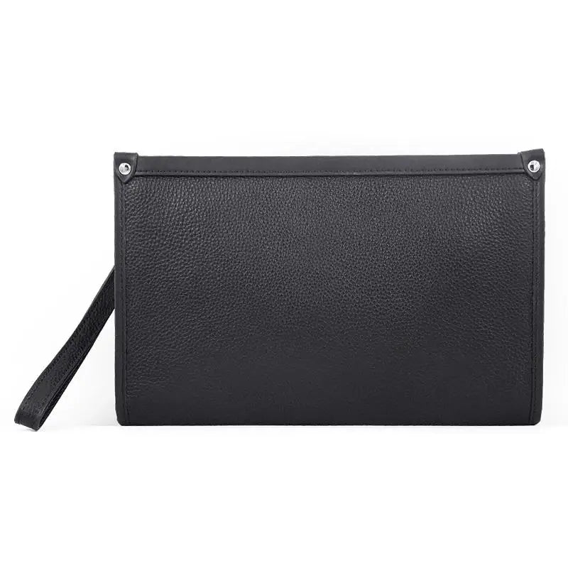 Men's Genuine Leather Business Clutch with Fingerprint Lock – Black | Bowlift
