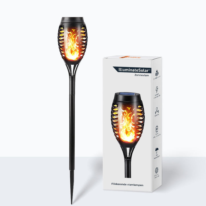 Solar-powered garden torch with flame effect - LED flashlight for outdoor use, weatherproof and energy-saving | Bowlift