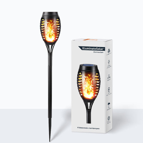 Solar-powered garden torch with flame effect - LED flashlight for outdoor use, weatherproof and energy-saving | Bowlift