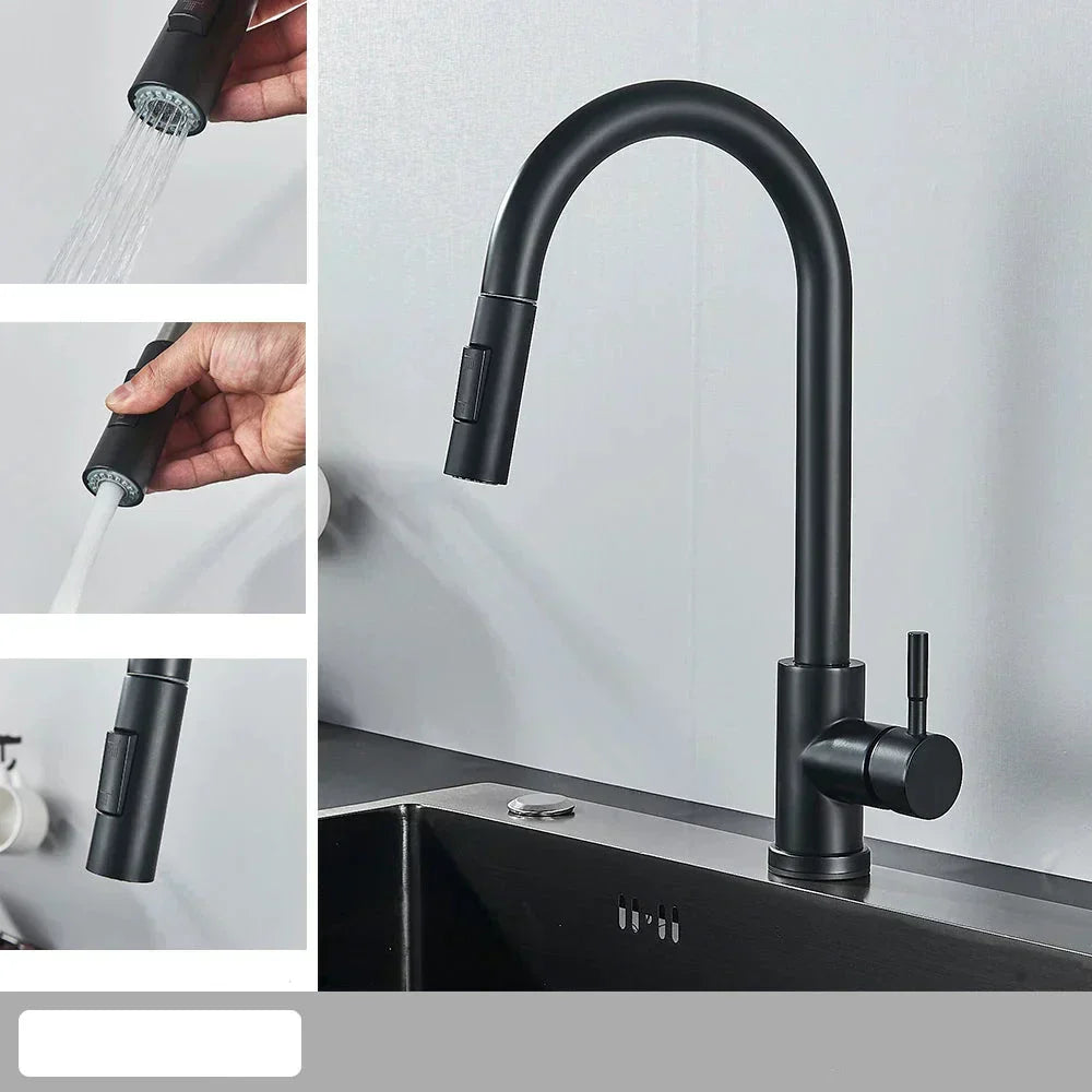 BowLift | Modern Kitchen Faucet with Swivel Spout and Nickel Coating