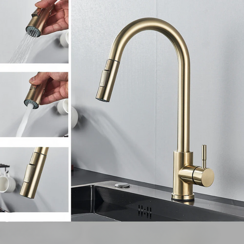 BowLift | Modern Kitchen Faucet with Swivel Spout and Nickel Coating