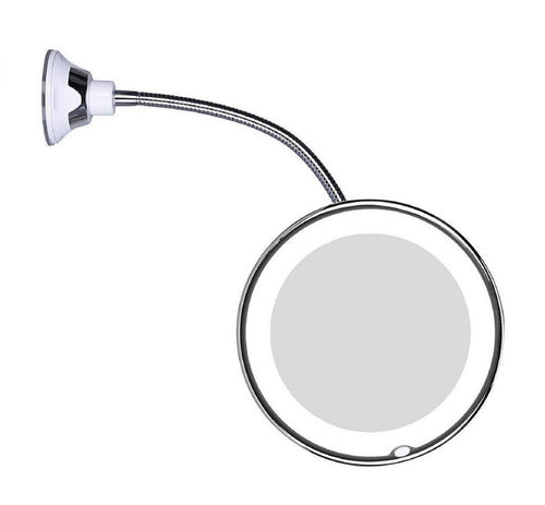 BowLift | ReflectFlex LED Magnifying Mirror with Flexible Gooseneck | 10x Magnification | Daylight LED | Cosmetic Mirror