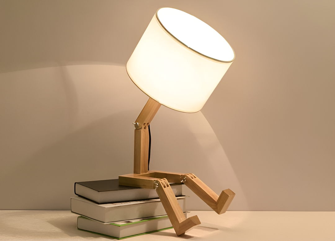 BowLift | Flexible Robot Desk Lamp made of Solid Wood – LumoBot