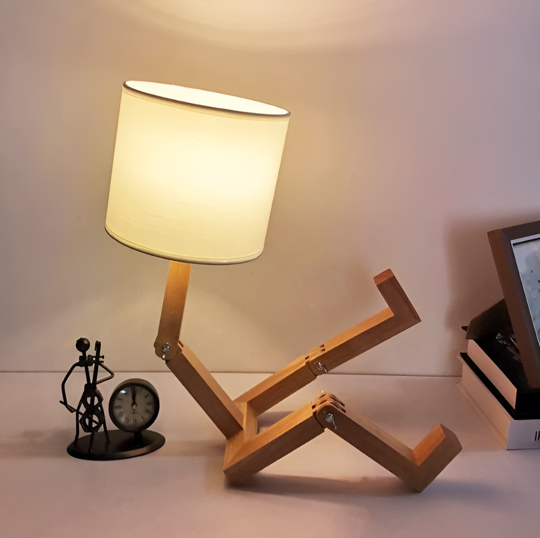BowLift | Flexible Robot Desk Lamp made of Solid Wood – LumoBot