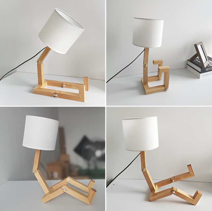 BowLift | Flexible Robot Desk Lamp made of Solid Wood – LumoBot