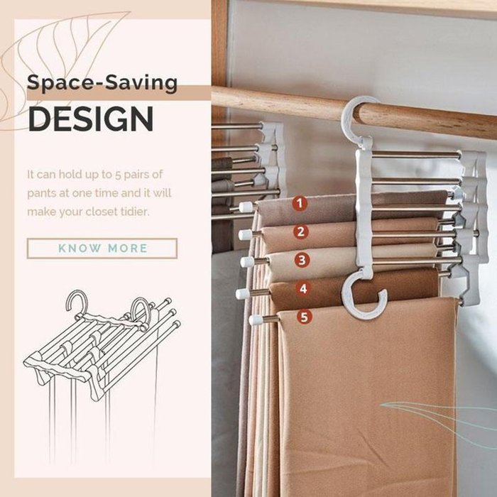 BowLift | FlexRack Trouser Shelf – Space-Saving, Adjustable Closet Organizer for Pants, Skirts, and Scarves – Stainless Steel – Non-Slip – Foldable Design