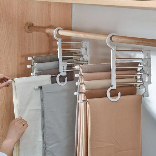 BowLift | FlexRack Trouser Shelf – Space-Saving, Adjustable Closet Organizer for Pants, Skirts, and Scarves – Stainless Steel – Non-Slip – Foldable Design