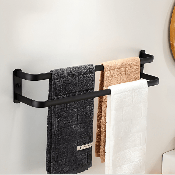 BowLift | FlexRack – Wall-Mounted Aluminum Bathroom Shelf with 3 Crossbars