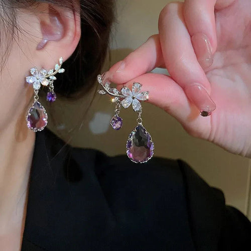 BowLift | Floral Amethyst Water Drop Earrings