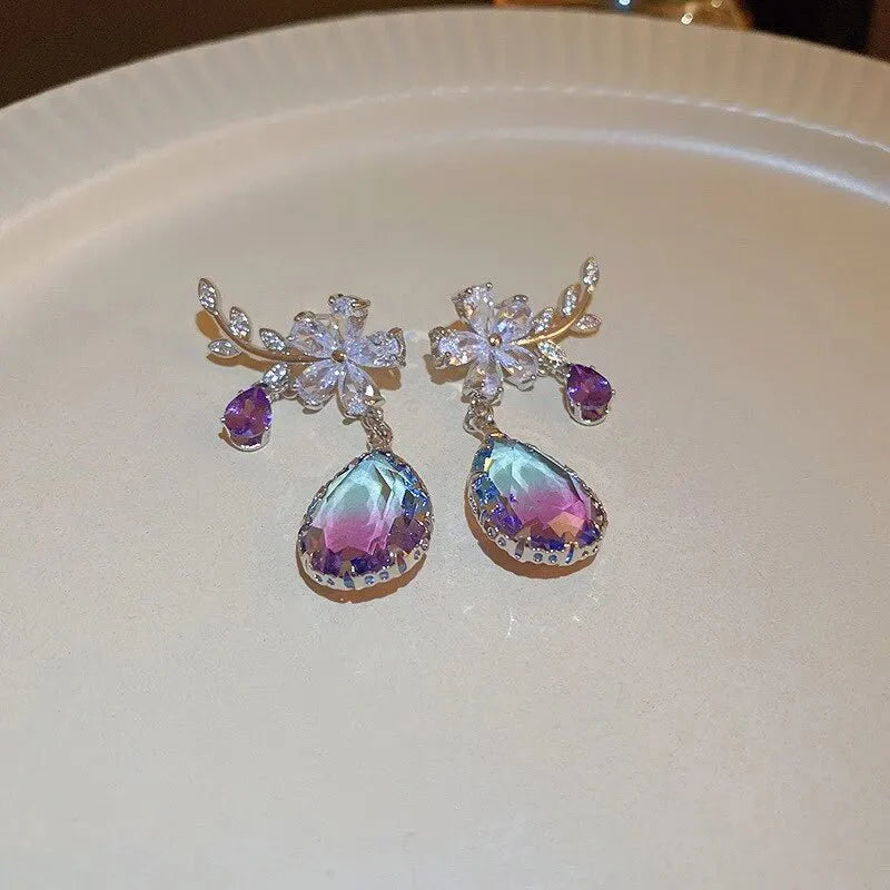 BowLift | Floral Amethyst Water Drop Earrings
