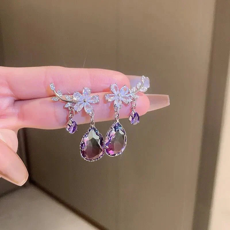BowLift | Floral Amethyst Water Drop Earrings