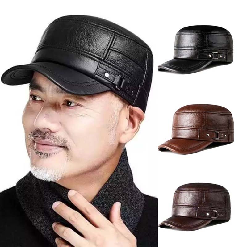 BowLift | New winter hat for men with lambskin ear protection flat visor