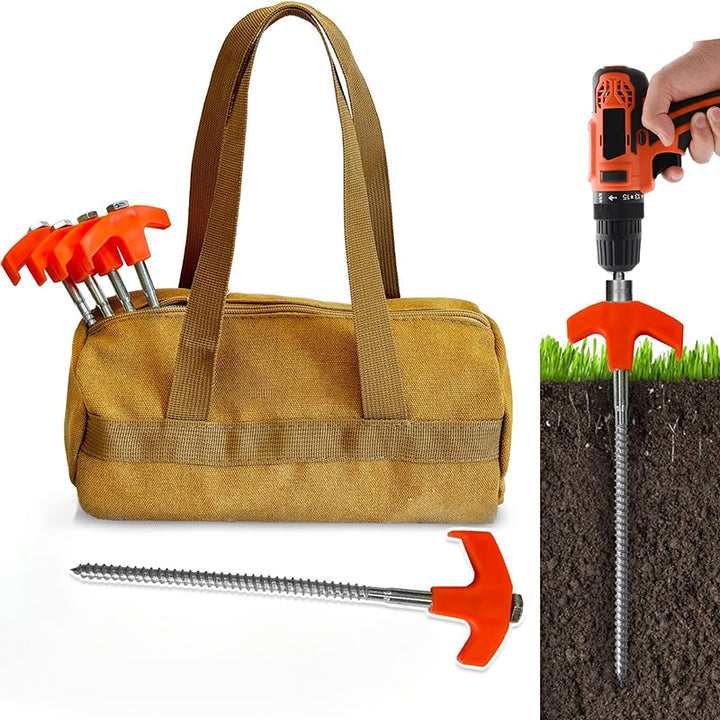 Rotatable tent pegs with thread | Bowlift