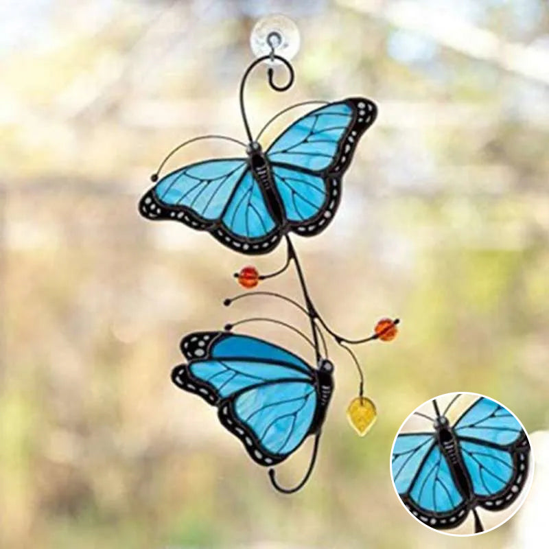 Stained Monarch Butterfly Glass Window Decor | Bowlift