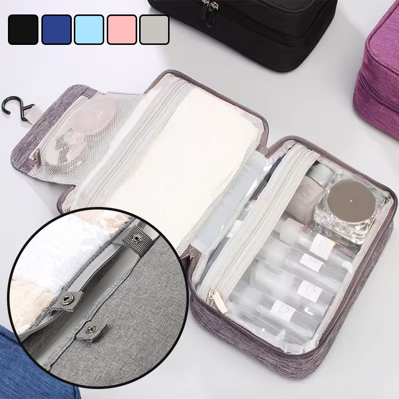 Water-repellent make-up bag with hanging hook | Bowlift