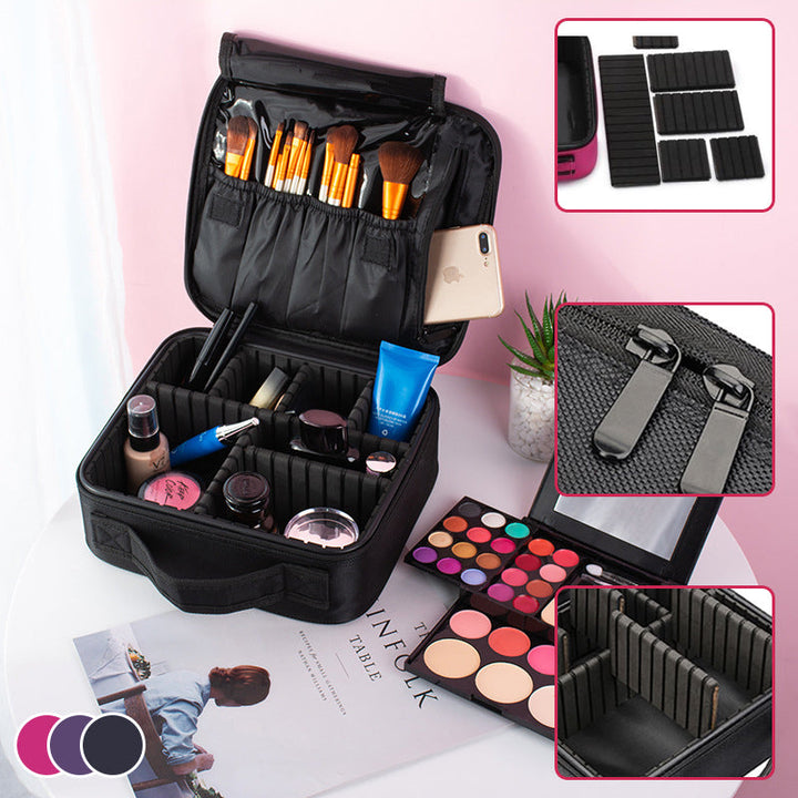 Makeup Cosmetic Storage Case with Adjustable Compartment | Bowlift