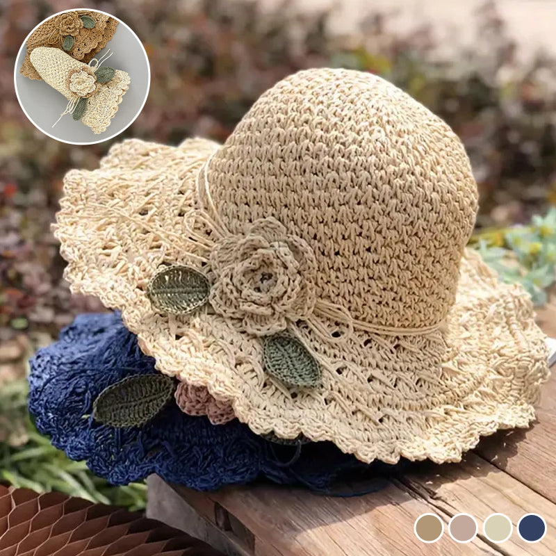 BowLift | Elegant Crochet Straw Hat with Ruffle Detail