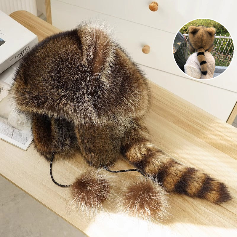 BowLift | Sweet Faux Fur Raccoon Tail Parent-Child Plush Hat