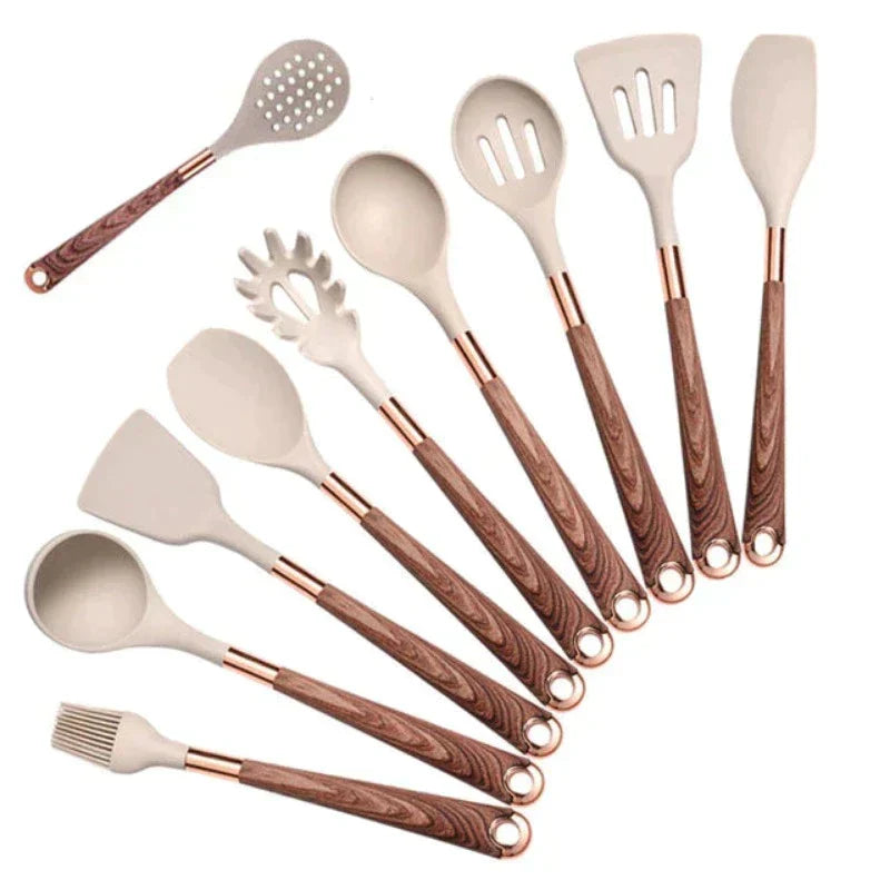 BowLift | Food-safe Silicone Kitchen Utensils with Wooden Handle - KitchenElegance