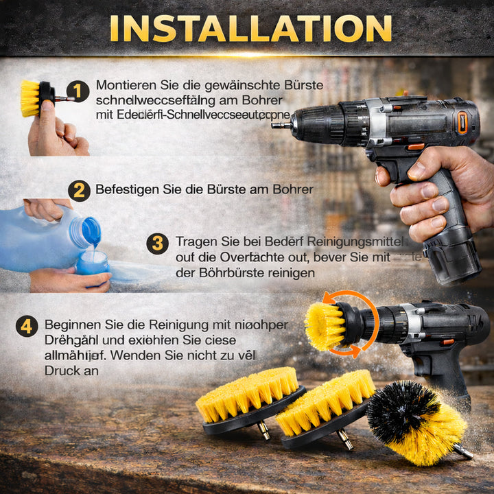 4-in-1 Brush Set for Drill – effective cleaning without effort | Bowlift