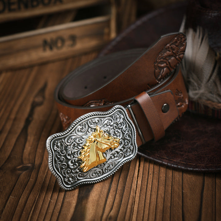 BowLift | Men’s Belt | Western Style | Vegan Leather & Durable Metal Buckle