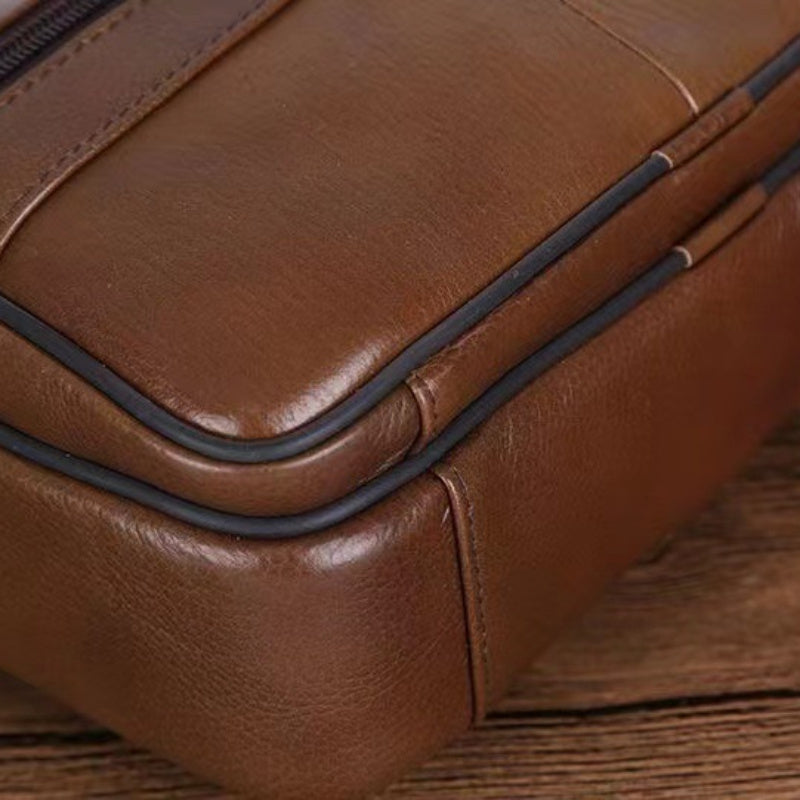 BowLift | Leather Men’s Shoulder Bag – Spacious Cowhide Bag with Adjustable Strap