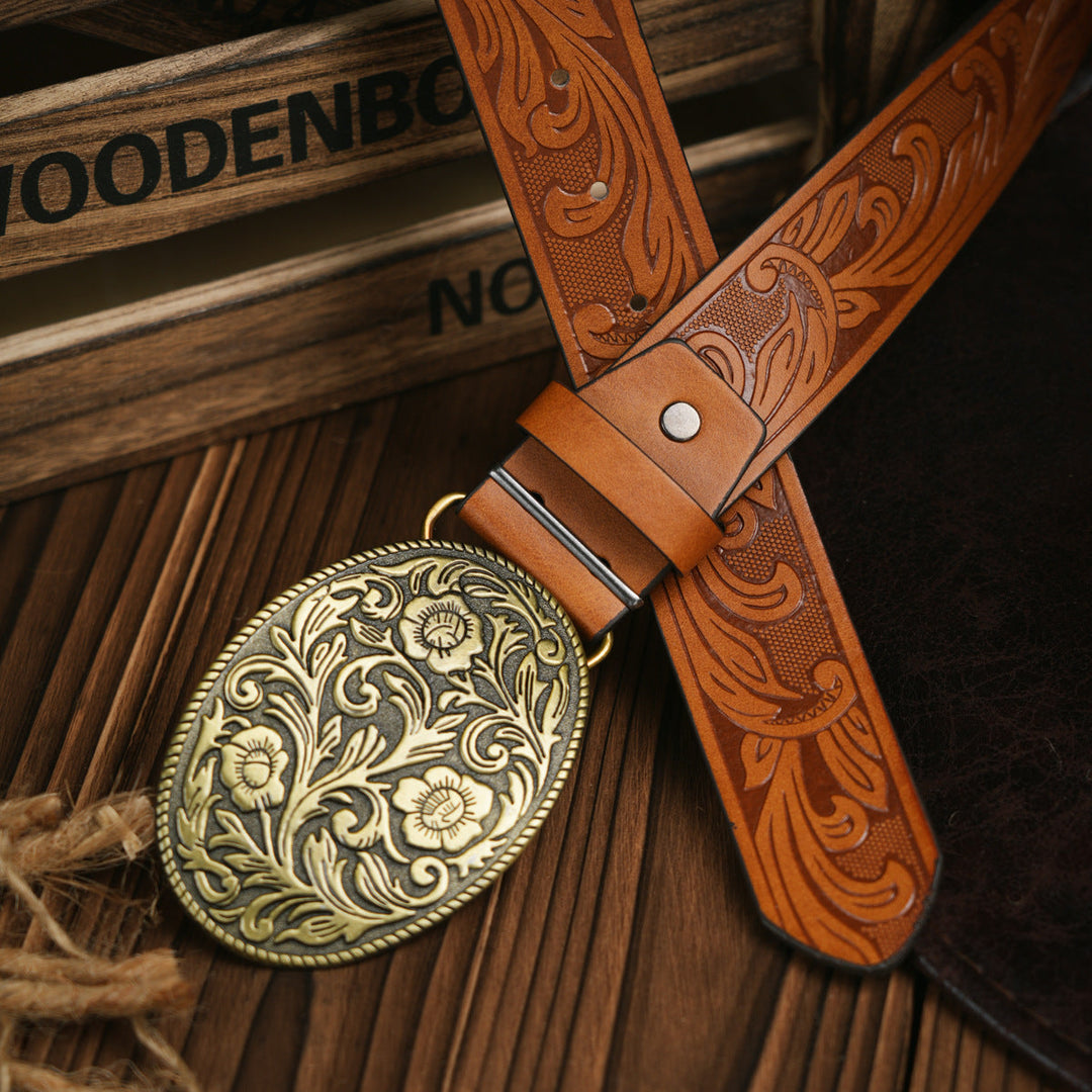BowLift | Men's belt in Western style – Vegan leather belt with robust metal buckle