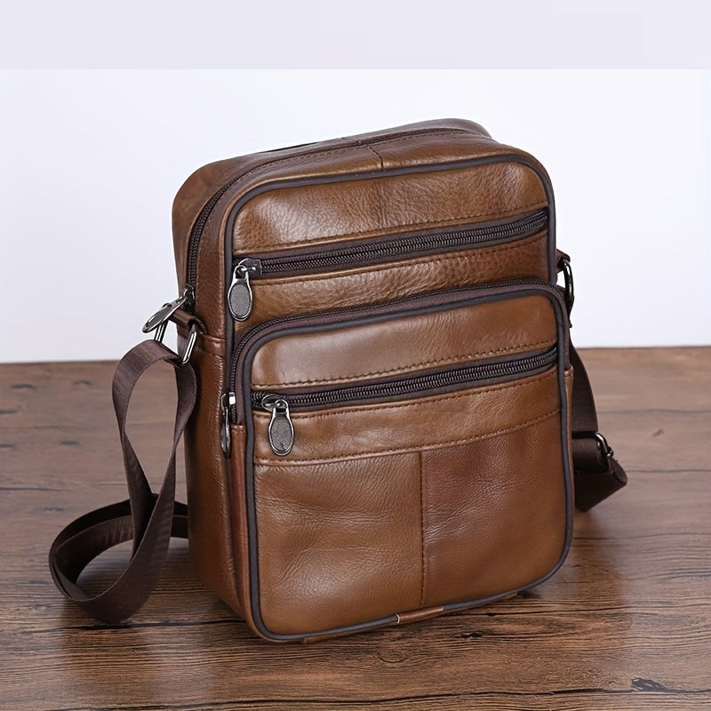 Leather Men's Shoulder Bag – Spacious Cowhide Bag with Adjustable Strap | Bowlift