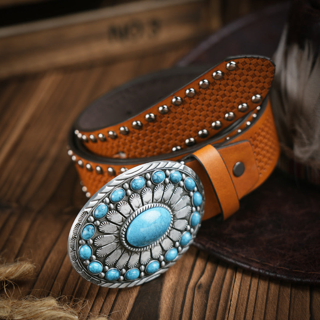 BowLift | Men's belt in Western style – Vegan leather belt with robust metal buckle