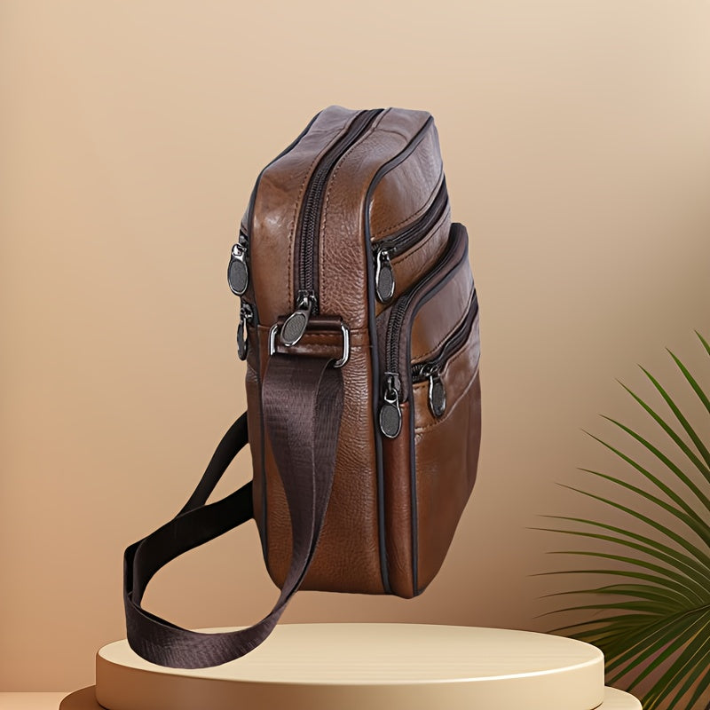 Leather Men's Shoulder Bag – Spacious Cowhide Bag with Adjustable Strap | Bowlift